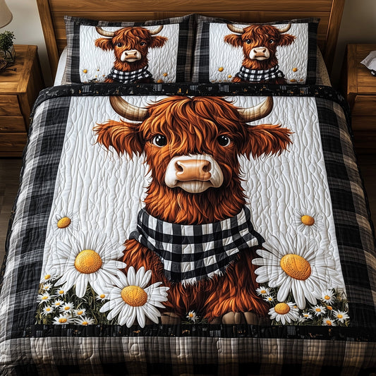 Highland Cow 3-Piece Quilted Bedding Set GFTOHD7187