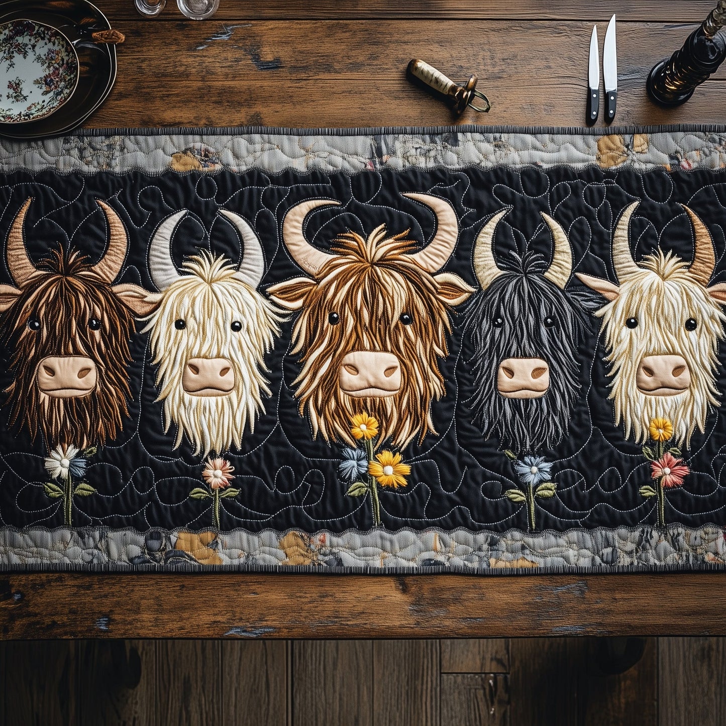 Highland Cow Quilted Table Runner GFTOHD7198