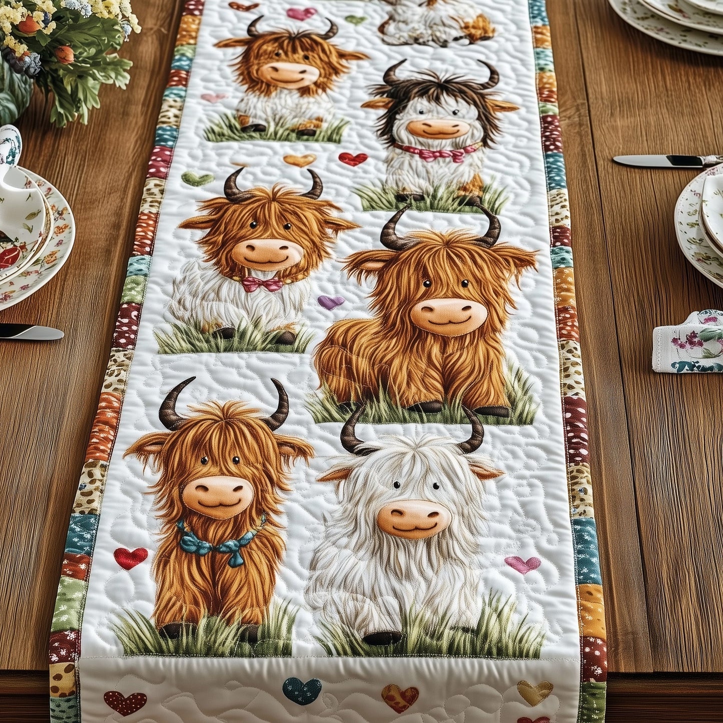 Highland Cow Quilted Table Runner GFTOHD7200