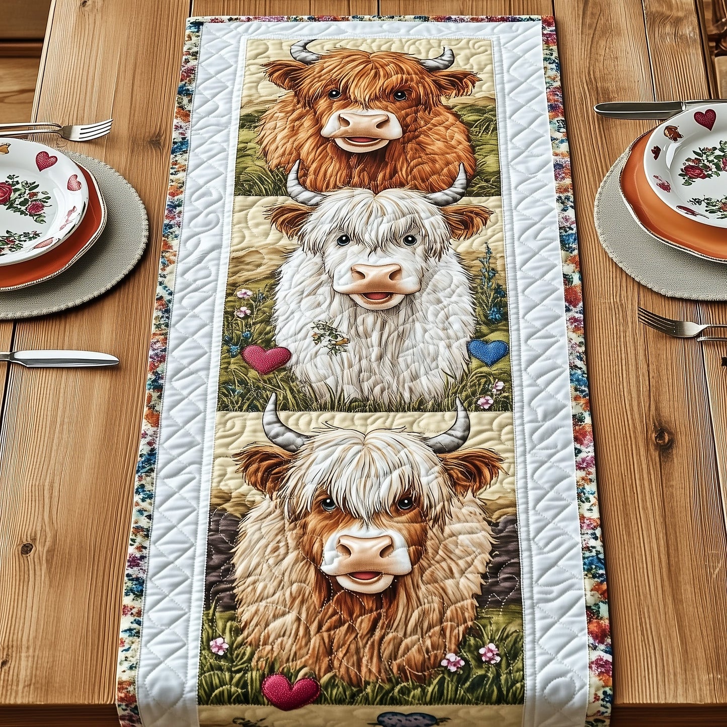 Highland Cow Quilted Table Runner GFTOHD7201