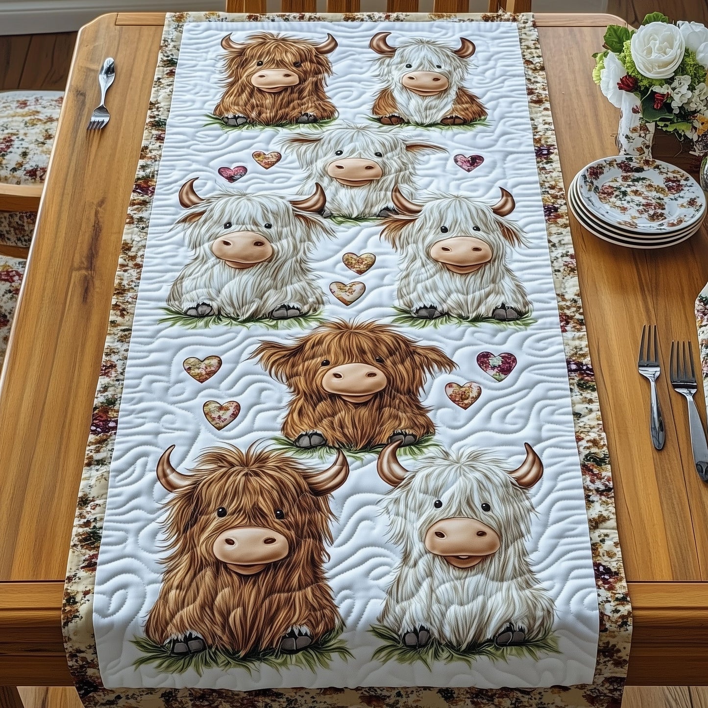 Highland Cow Quilted Table Runner GFTOHD7202