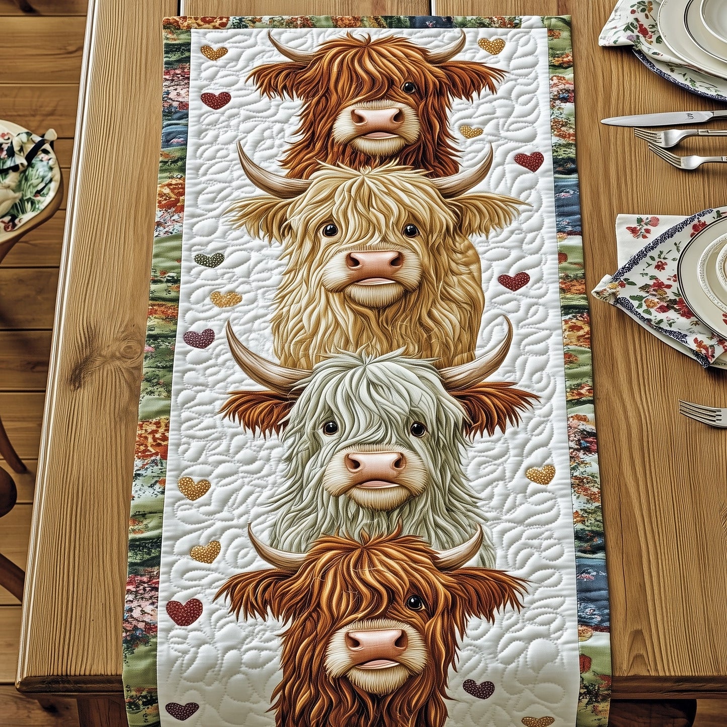 Highland Cow Quilted Table Runner GFTOHD7203