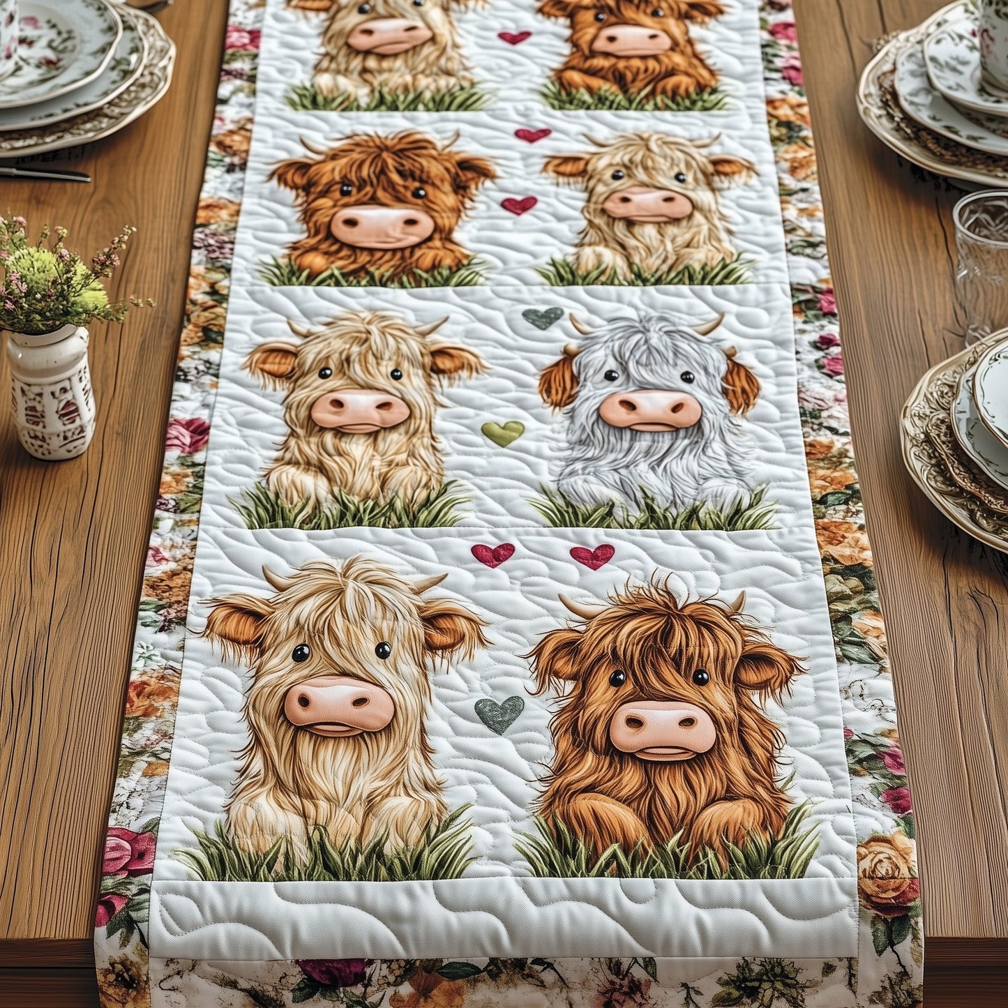 Highland Cow Quilted Table Runner GFTOHD7204