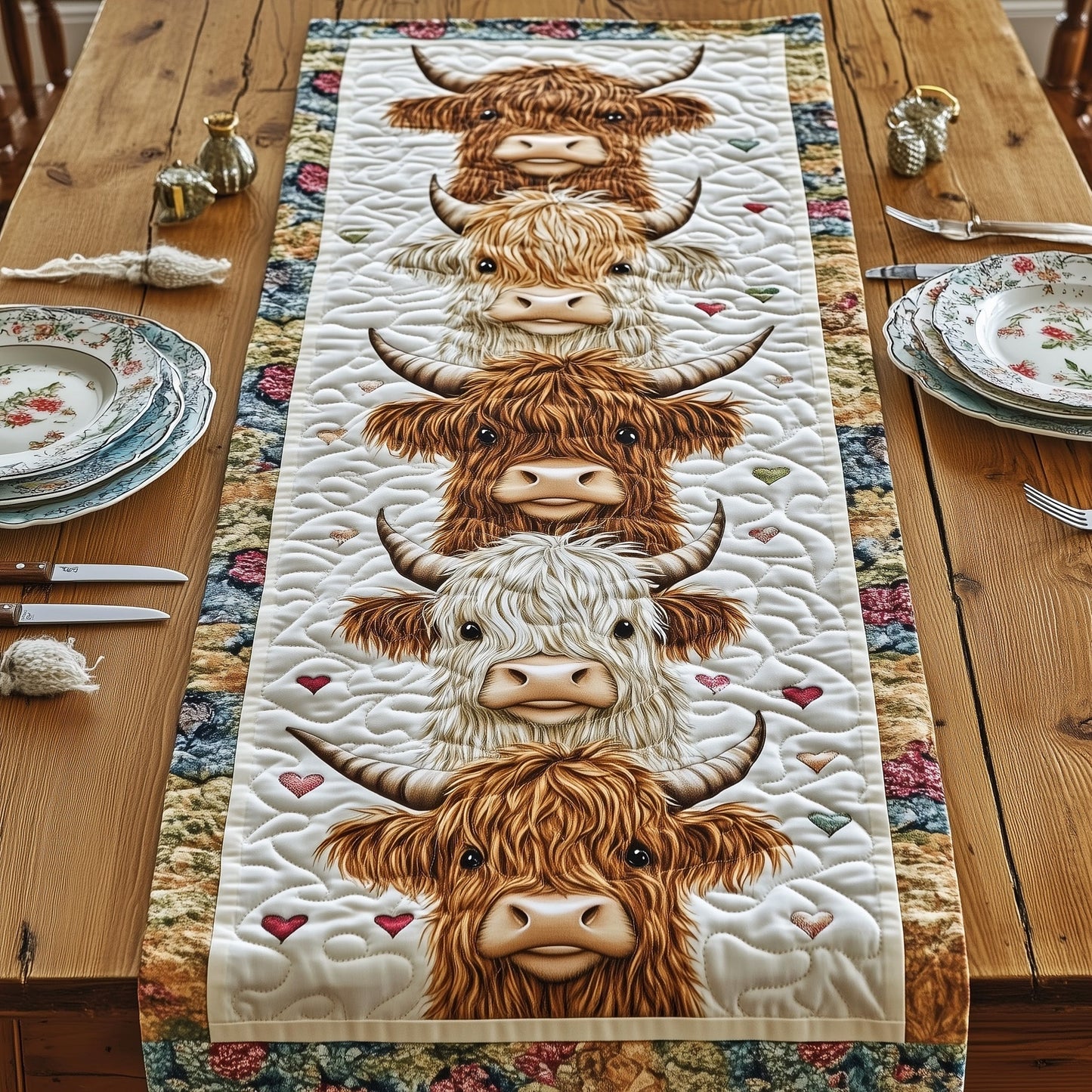 Highland Cow Quilted Table Runner GFTOHD7205