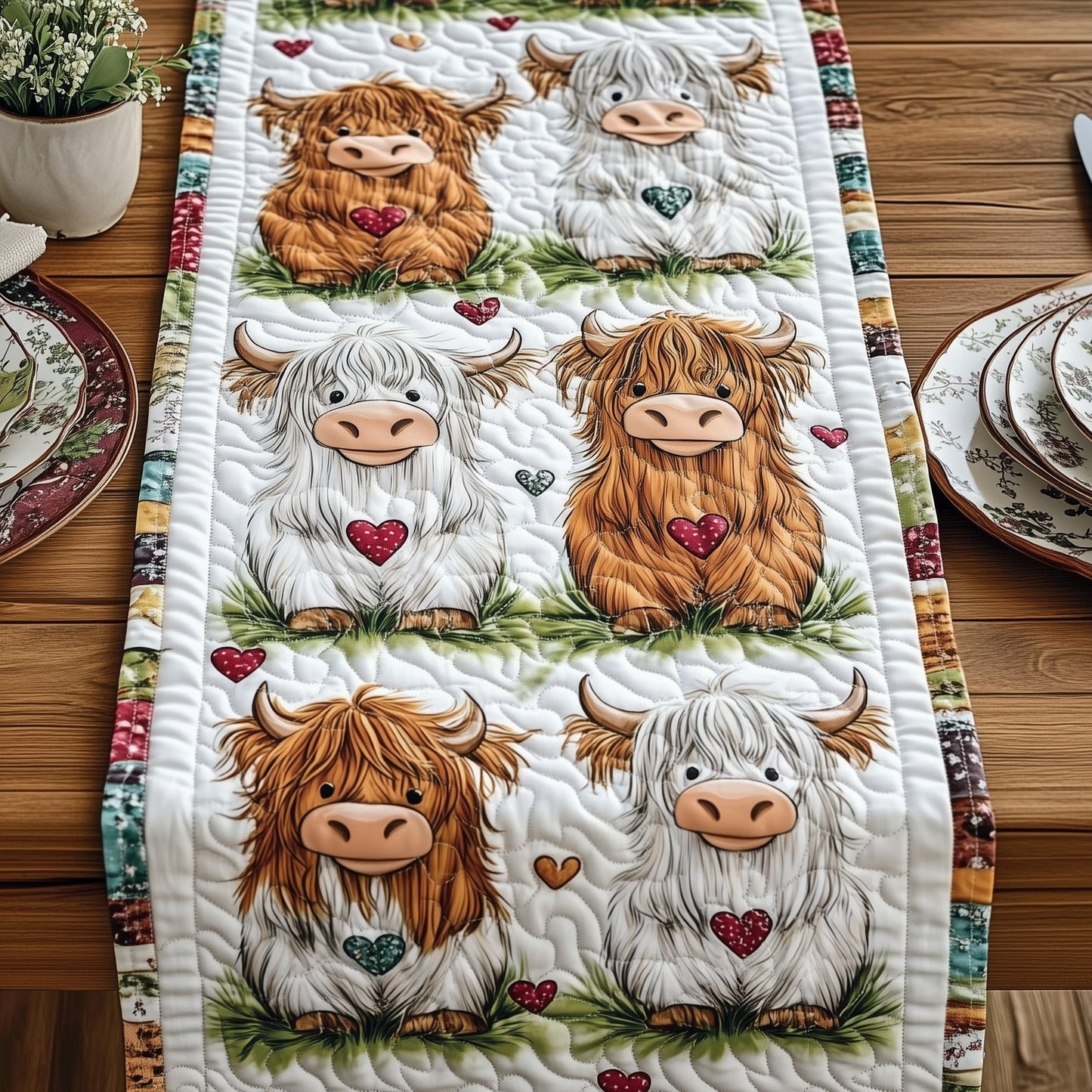 Highland Cow Quilted Table Runner GFTOHD7208