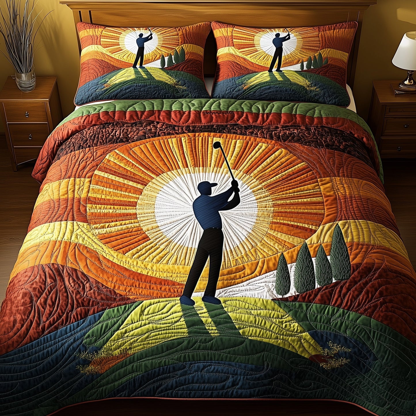 Golfer Dreams 3-Piece Quilted Bedding Set GFTOHD7220