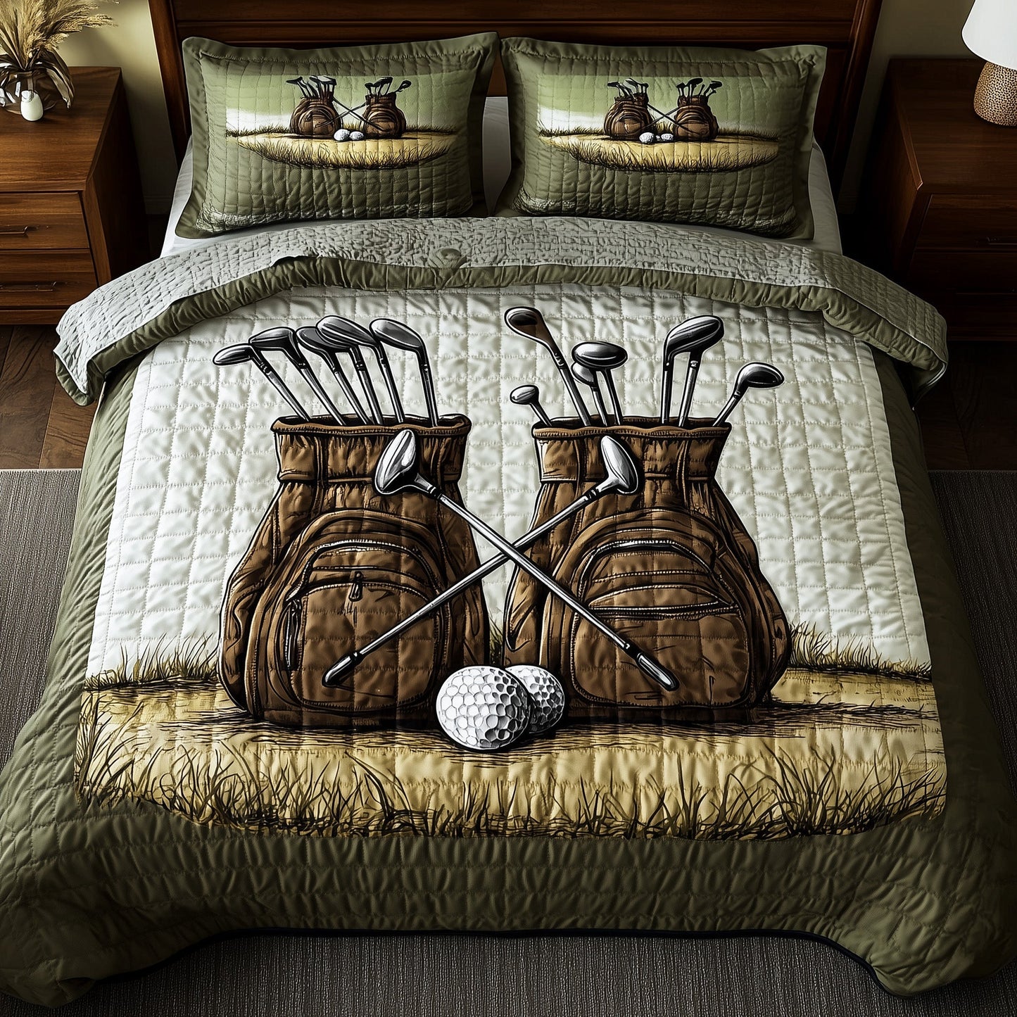 Golfer Dreams 3-Piece Quilted Bedding Set GFTOHD7224