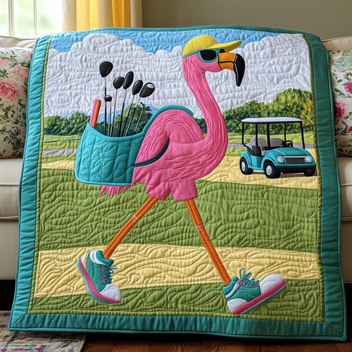 Flamingo on the Fairway Quilted Blanket GFTOHD7252