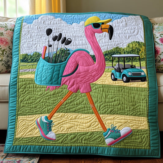 Flamingo on the Fairway Quilted Blanket GFTOHD7252