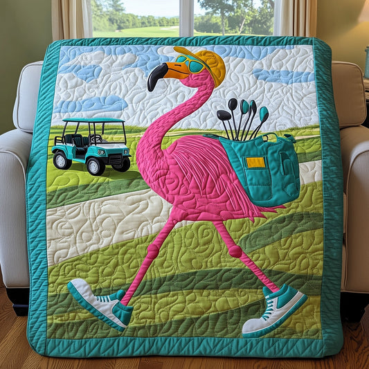 Funky Flamingo Golfer Quilted Blanket GFTOHD7253