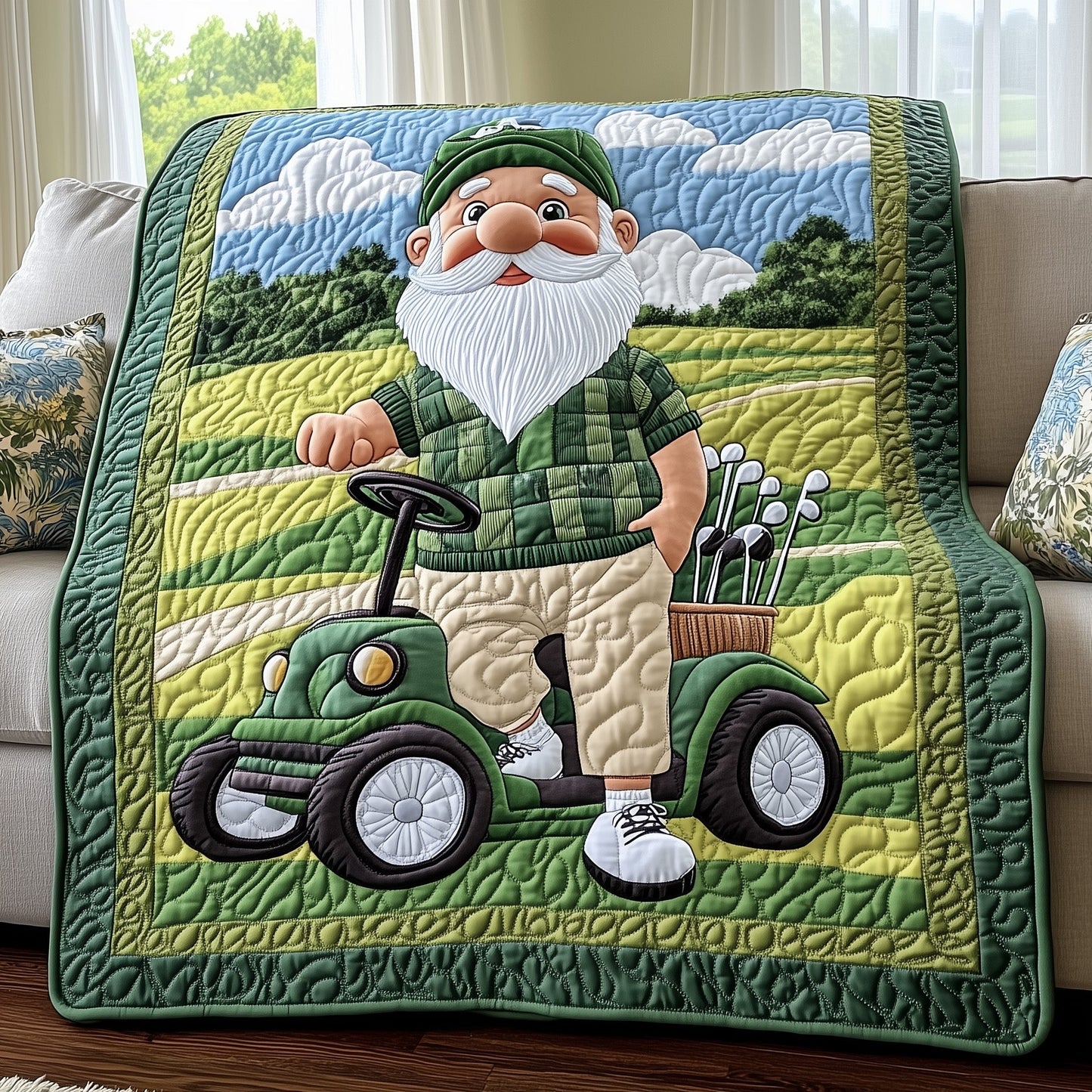 The Golfing Gnome Quilted Blanket GFTOHD7257