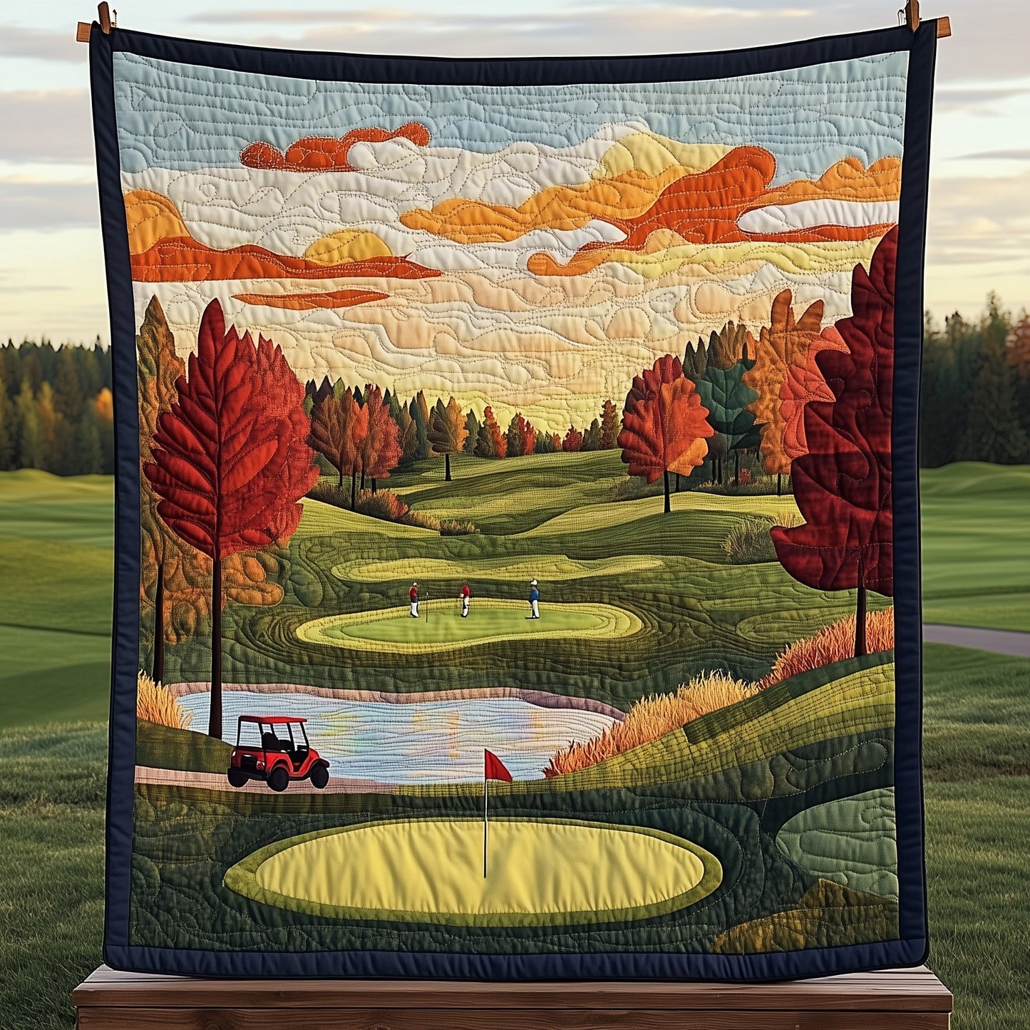 Vintage Golf Course Quilted Blanket GFTOHD7271