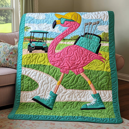 Flamingo on the Fairway Quilted Blanket GFTOHD7272