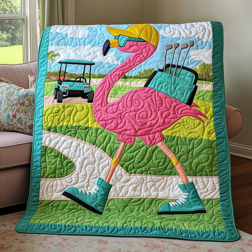 Flamingo on the Fairway Quilted Blanket GFTOHD7272