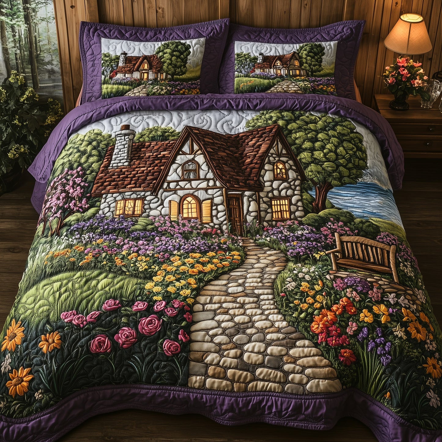 Blossomstone Retreat 3-Piece Quilted Bedding Set GFTOHD7287