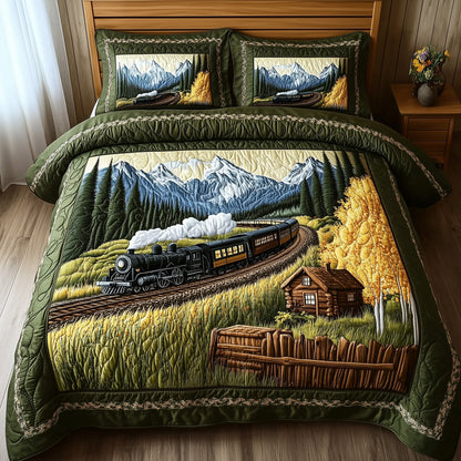 Train Forest Trails 3-Piece Quilted Bedding Set GFTOHD7307