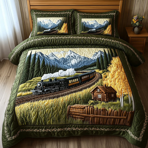 Train Forest Trails 3-Piece Quilted Bedding Set GFTOHD7307