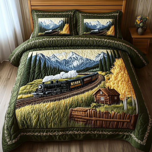 Train Forest Trails 3-Piece Quilted Bedding Set GFTOHD7307
