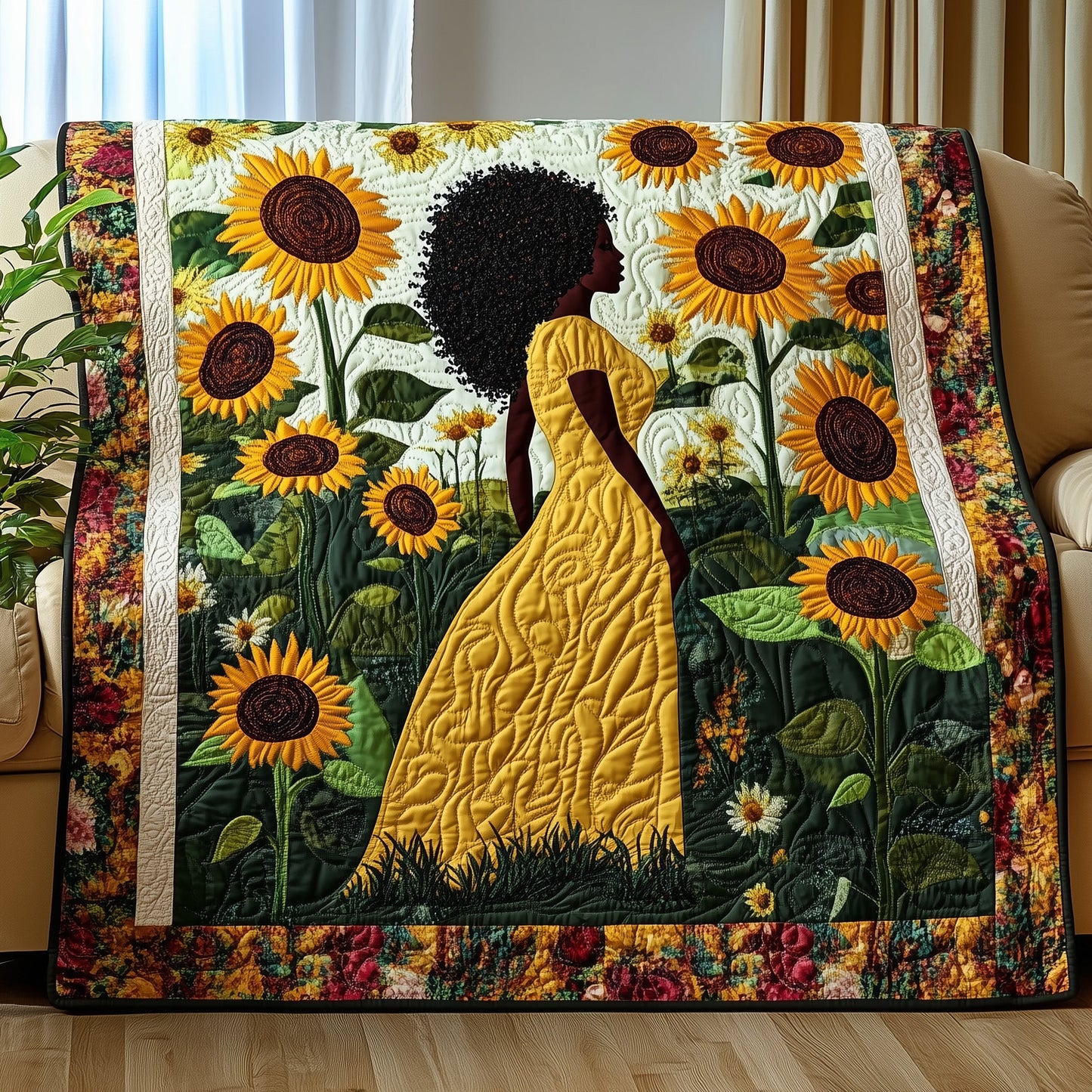 Sunflower Queens Quilted Blanket GFTOHD7352