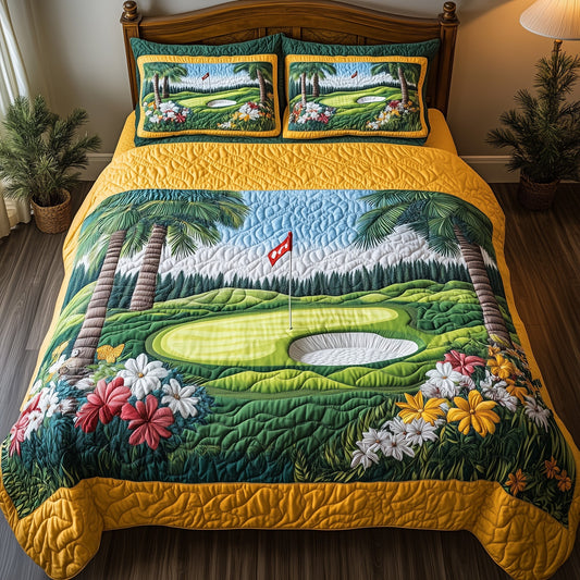 Spring at the Fairway  3-Piece Quilted Bedding Set GFTOHD7387
