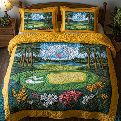 Spring at the Fairway  3-Piece Quilted Bedding Set GFTOHD7388