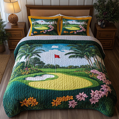 Spring at the Fairway  3-Piece Quilted Bedding Set GFTOHD7391