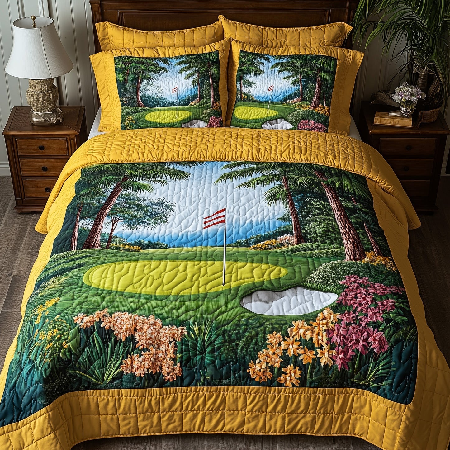 Spring at the Fairway  3-Piece Quilted Bedding Set GFTOHD7395