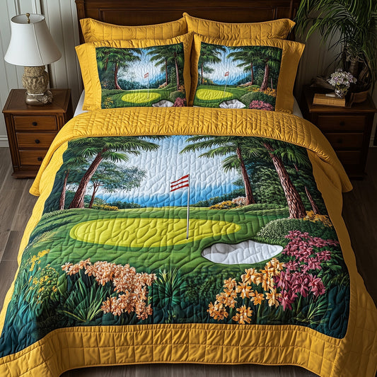 Spring at the Fairway  3-Piece Quilted Bedding Set GFTOHD7395