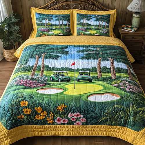 Spring at the Fairway  3-Piece Quilted Bedding Set GFTOHD7396