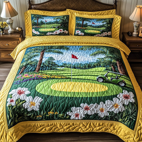 Spring at the Fairway  3-Piece Quilted Bedding Set GFTOHD7397