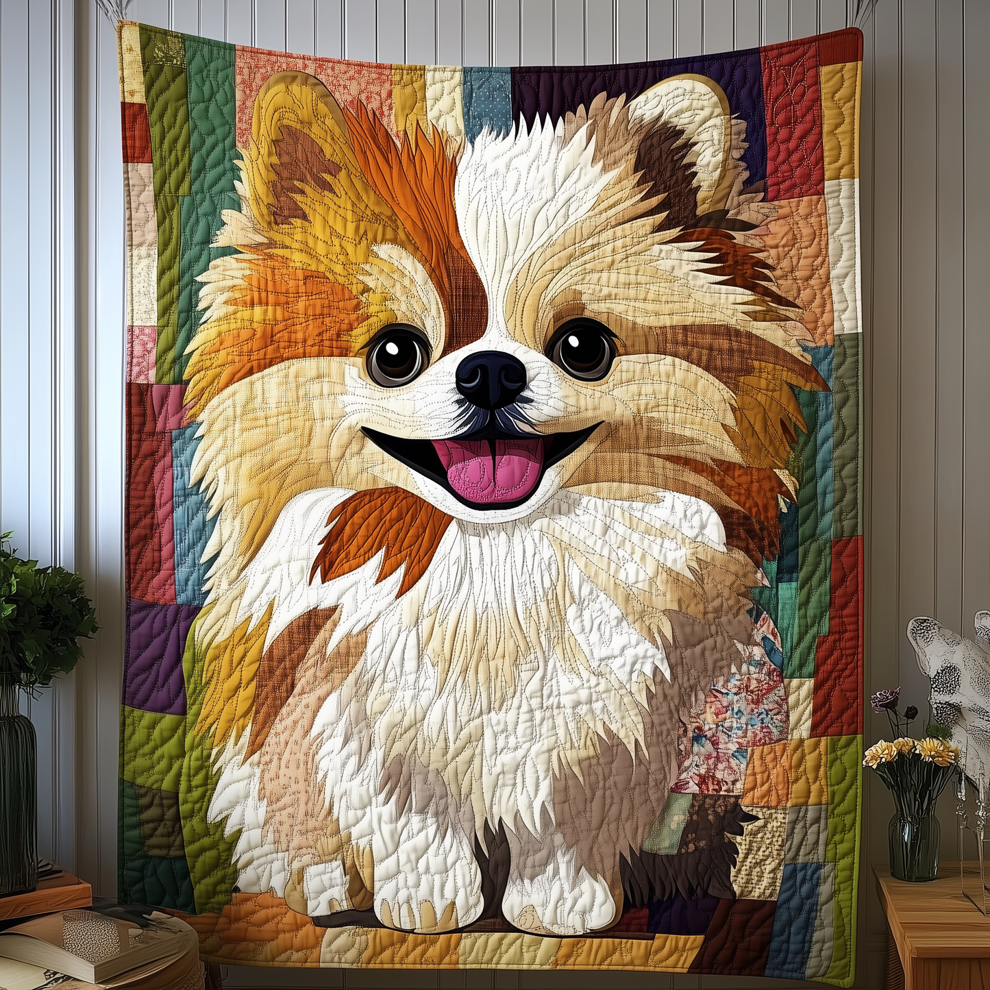 Joyful Pomeranian Quilted Blanket GFTOHD743