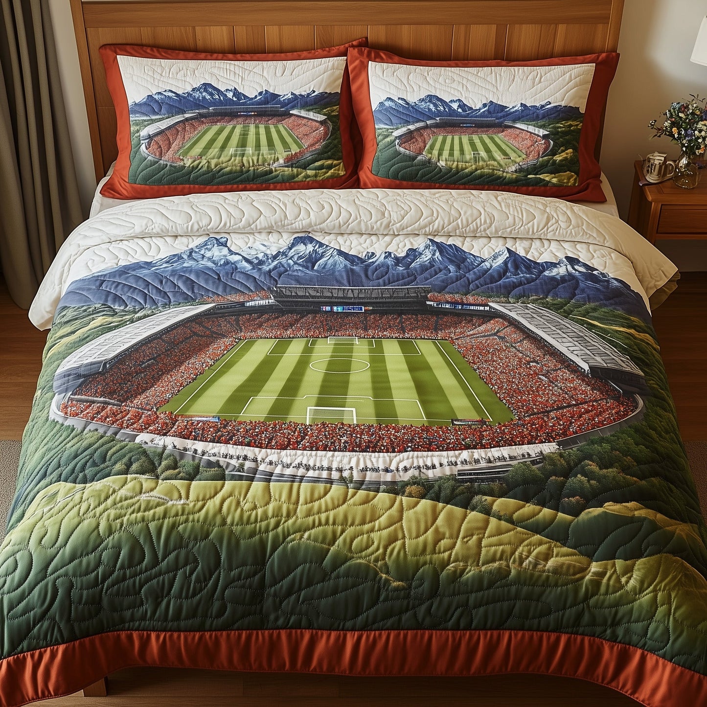 Soccer Field of Dreams 3-Piece Quilted Bedding Set GFTOHD7460
