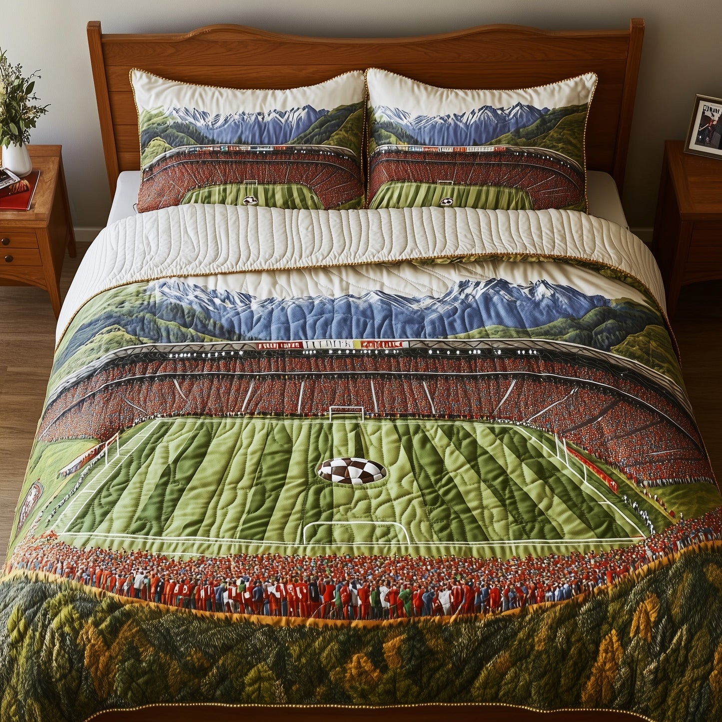 Soccer Field of Dreams 3-Piece Quilted Bedding Set GFTOHD7463