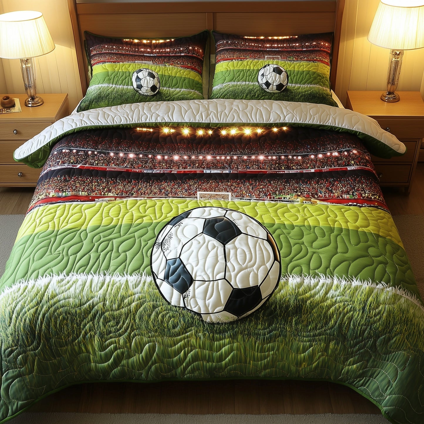 Soccer Field of Dreams 3-Piece Quilted Bedding Set GFTOHD7465