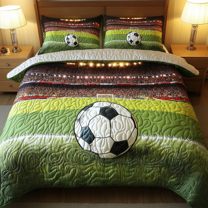 Soccer Field of Dreams 3-Piece Quilted Bedding Set GFTOHD7465