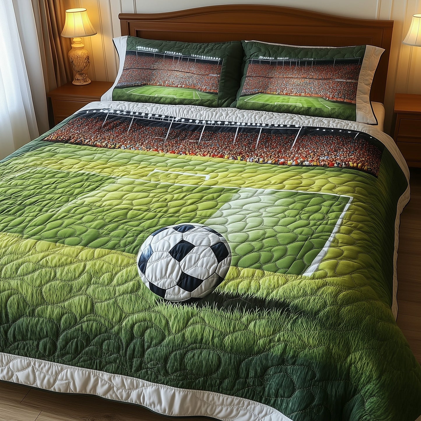 Soccer Field of Dreams 3-Piece Quilted Bedding Set GFTOHD7466