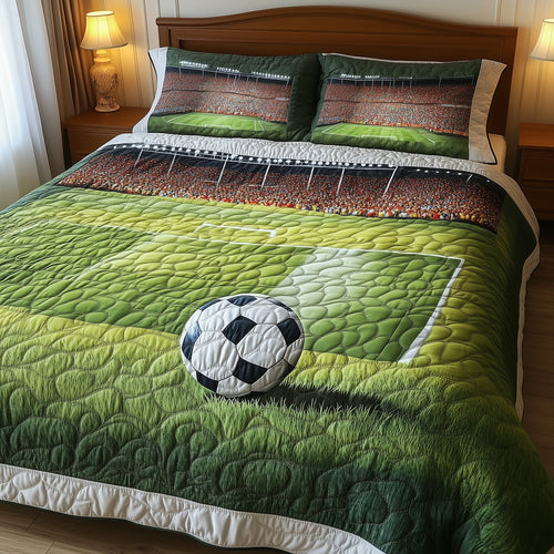 Soccer Field of Dreams 3-Piece Quilted Bedding Set GFTOHD7466