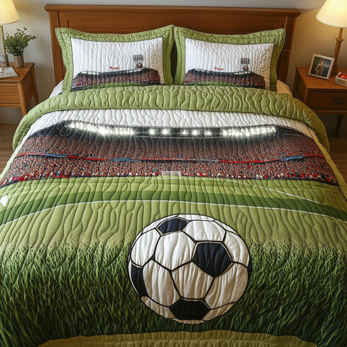 Soccer Field of Dreams 3-Piece Quilted Bedding Set GFTOHD7471