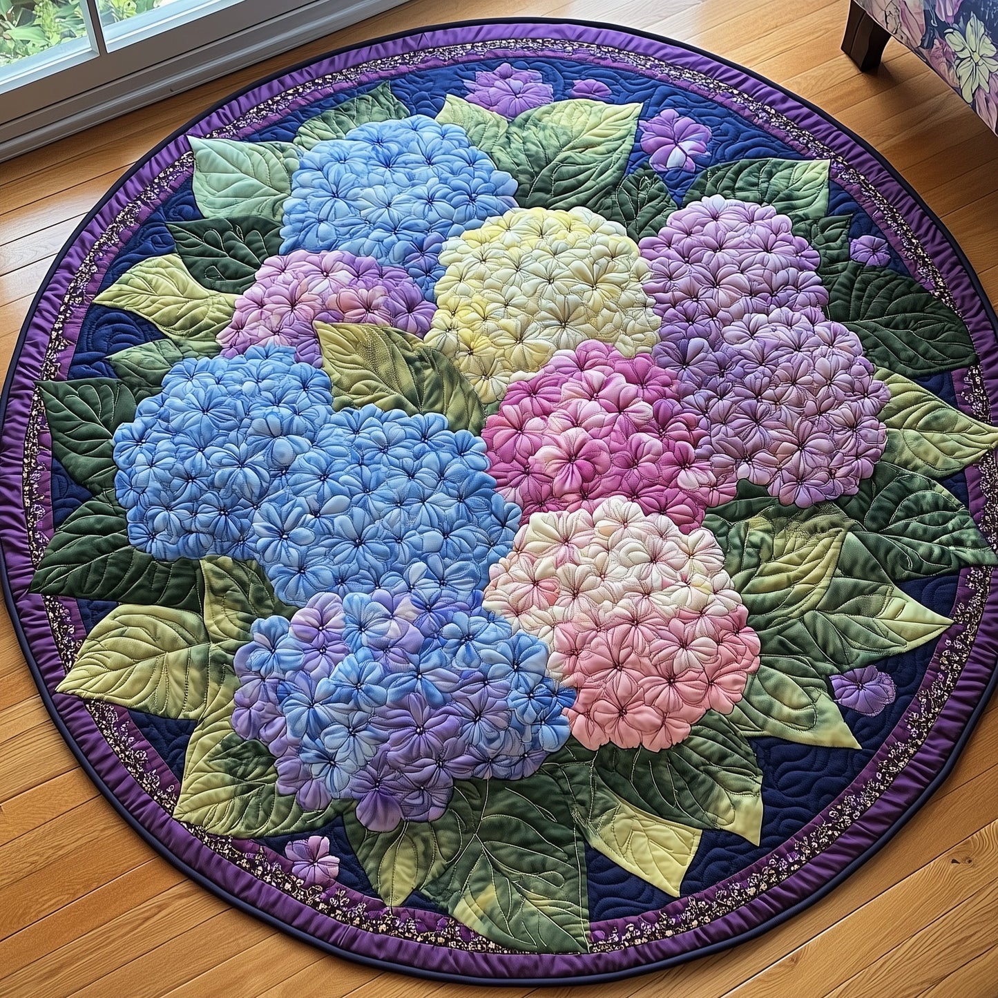 Blooming Hydrangea Paradise Quilted Round Mat GFTOHD7478