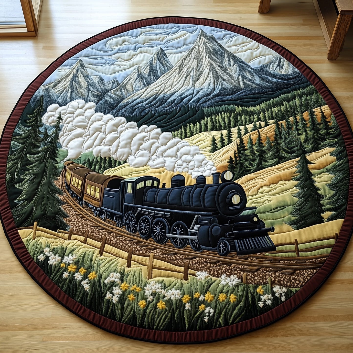 Rustic Train Quilted Round Mat GFTOHD7494
