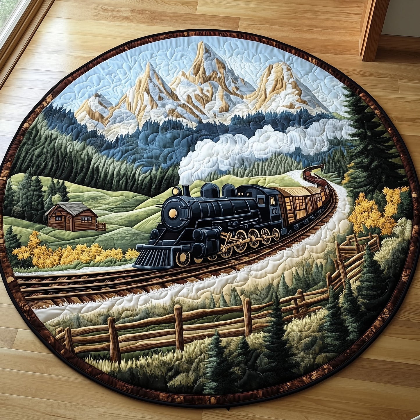 Rustic Train Quilted Round Mat GFTOHD7495