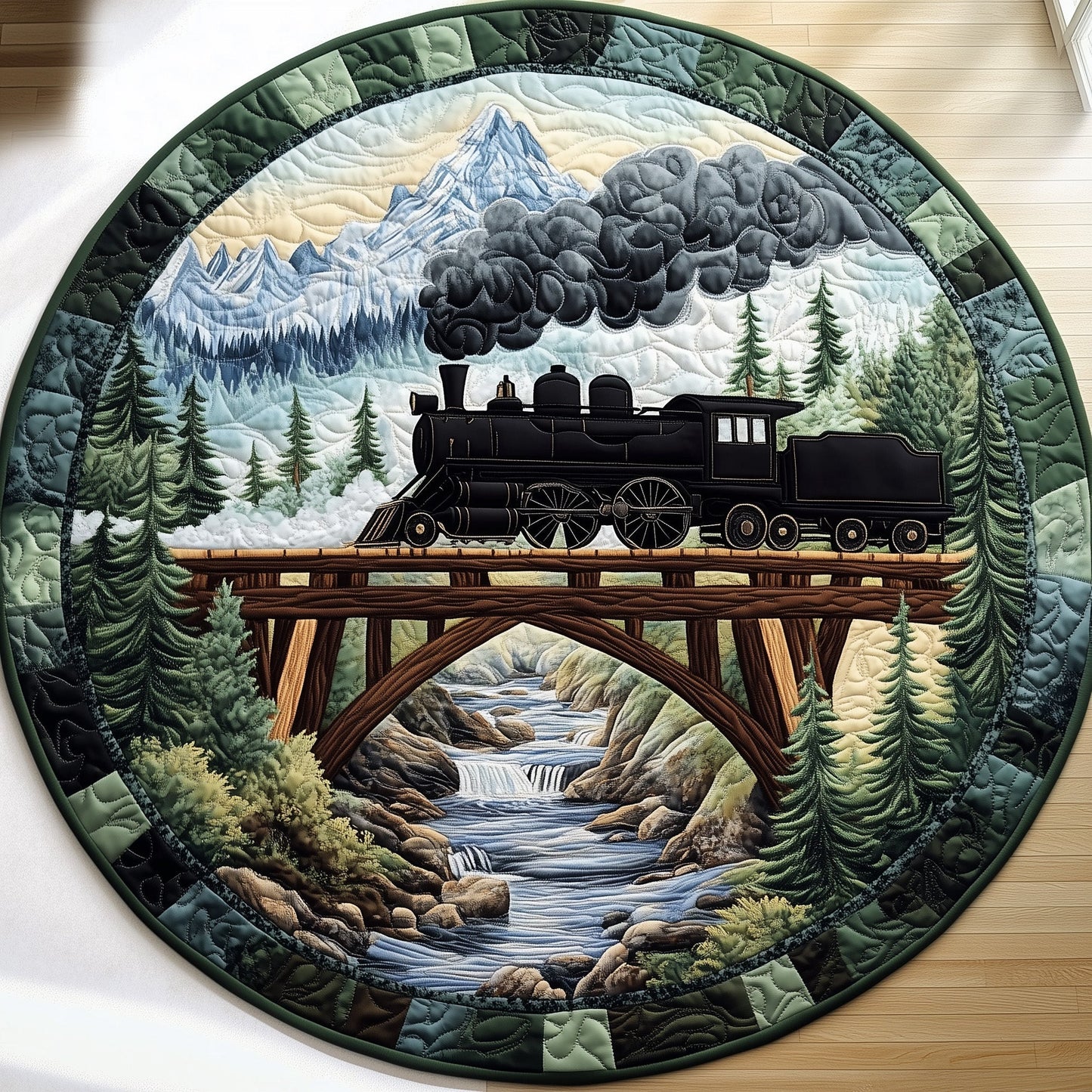 Rustic Train Quilted Round Mat GFTOHD7499