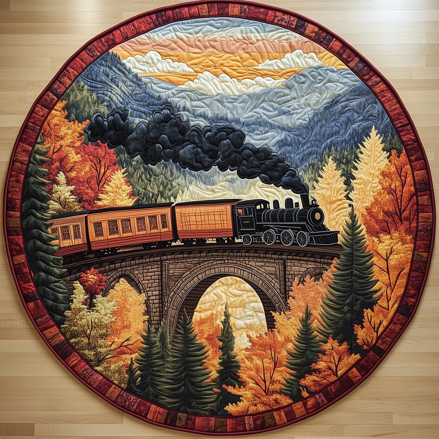 Rustic Train Quilted Round Mat GFTOHD7501