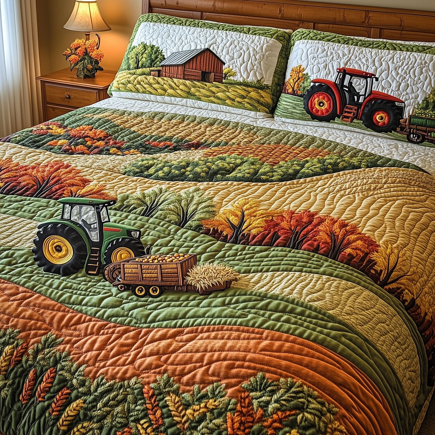 Golden Farm Fields 3-Piece Quilted Bedding Set GFTOHD7554