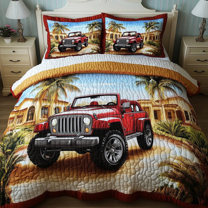 Tropical Offroad Adventure 3-Piece Quilted Bedding Set GFTOHD7593