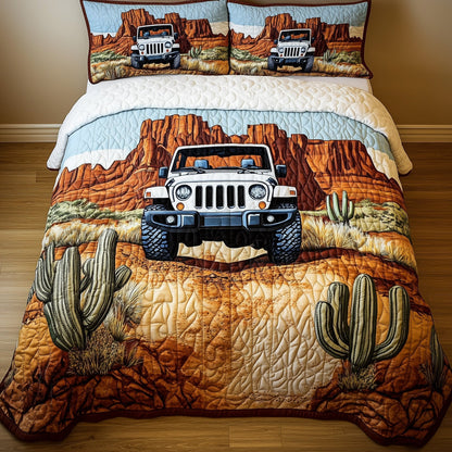 Jeep in the Canyon 3-Piece Quilted Bedding Set GFTOHD7607