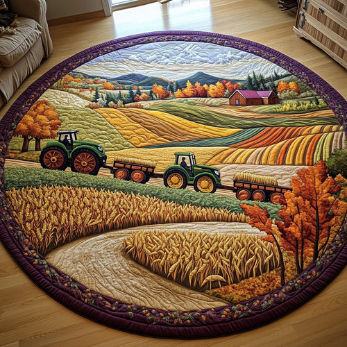 Golden Farm Fields Quilted Round Mat GFTOHD7626