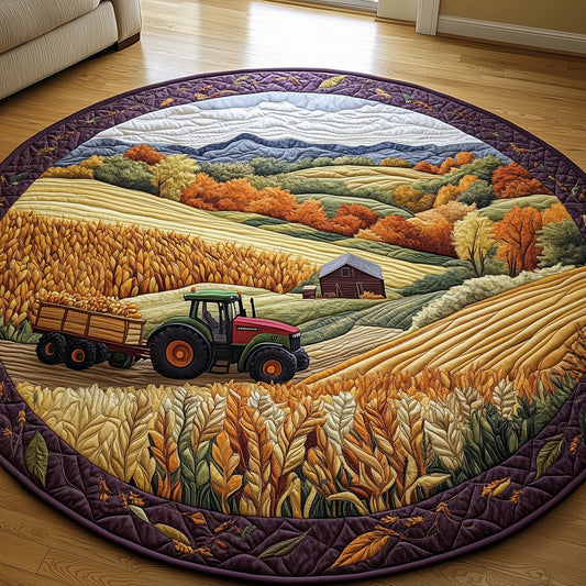 Golden Farm Fields Quilted Round Mat GFTOHD7628