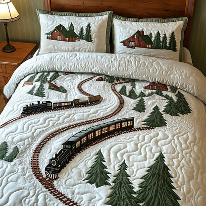 Snowy Railway Escape 3-Piece Quilted Bedding Set GFTOHD7674