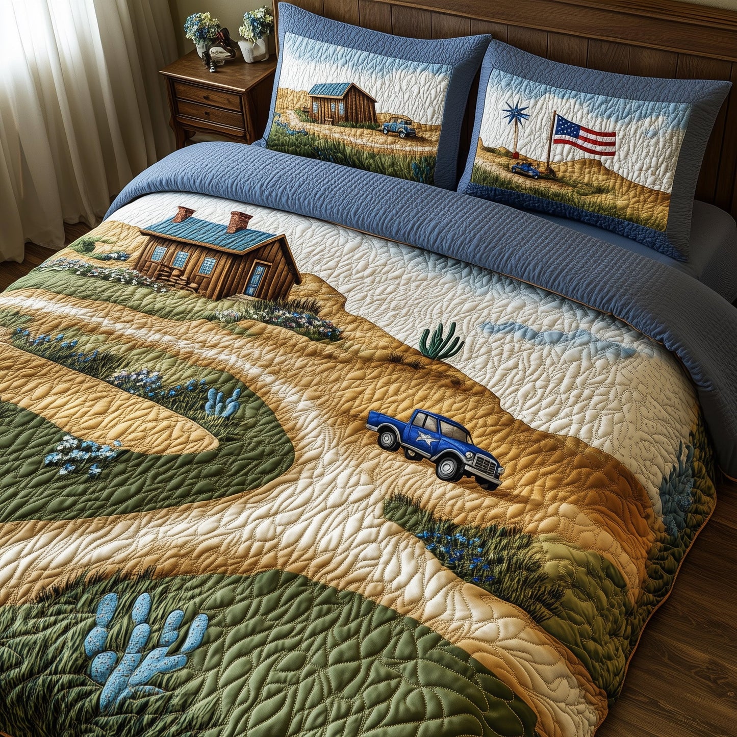 Texas Wild Spirit 3-Piece Quilted Bedding Set GFTOHD7688
